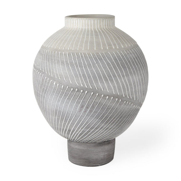 Mercana Blume Ceramic Vase – Elegant Off-White & Gray Textured Design for Contemporary Home Decor Ombre | Medium 70075