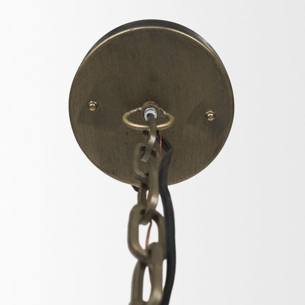 Mercana Dawson 13x13.5 Chic Industrial Pendant Light with Distressed Bronze Finish for Modern Spaces Gold Metal | 13W 65274