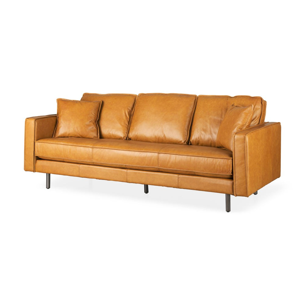 Mercana D'Arcy Mid-Century Modern Leather Seating with Inverted Seams and Metal Legs for Stylish Comfort 69642