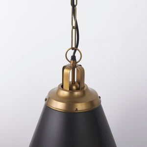 Mercana Fenton Pendant Light – Stylish Modern Farmhouse Design with Conical Shade for Elegant Illumination Black Shade | Gold Metal 65465