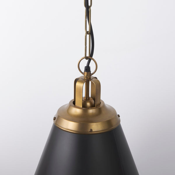 Mercana Fenton Pendant Light – Stylish Modern Farmhouse Design with Conical Shade for Elegant Illumination Black Shade | Gold Metal 65465