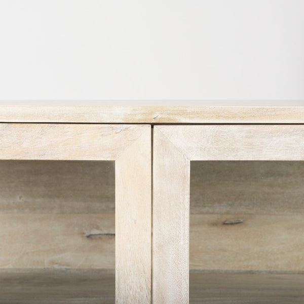 Mercana Arelius Accent Cabinet with Glass Doors & Removable Shelf – Stylish Storage for Any Space White Wood | Gold Metal 69292