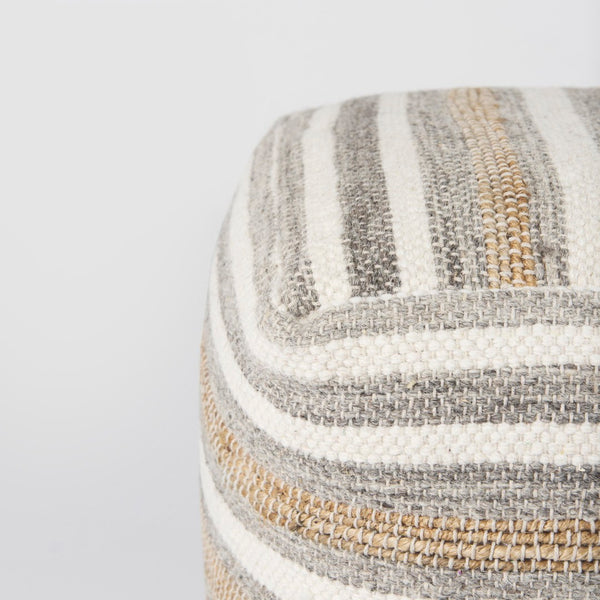 Mercana Aahana Multi-Functional Striped Pouf - Handcrafted Hemp and Cotton Accent for Stylish Interiors 69502