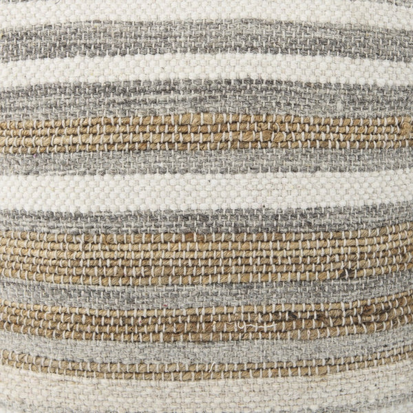 Mercana Aahana Multi-Functional Striped Pouf - Handcrafted Hemp and Cotton Accent for Stylish Interiors 69502