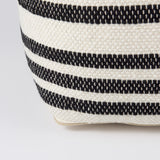 Mercana Aanya 16.0L x 16.0W x 16.0H Black/White striped Wool and Cotton Pouf 69504