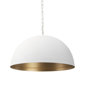 Mercana Juniper Pendant Light - Modern Matte Dome with Gold Interior for Stunning Ambient Home Illumination White | 24" Round 70102