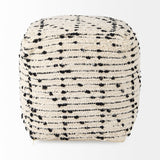 Mercana Aarohi 16.0L x 16.0W x 16.0H Cream/Black Cotton Patterned Pouf 69505