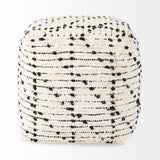 Mercana Aarohi 16.0L x 16.0W x 16.0H Cream/Black Cotton Patterned Pouf 69505