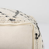 Mercana Aarohi 16.0L x 16.0W x 16.0H Cream/Black Cotton Patterned Pouf 69505