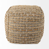 Mercana Binita  16.0L x 16.0W x 16.0H  Gray/Brown Hemp Wool and Cotton Pouf 69509