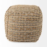 Mercana Binita  16.0L x 16.0W x 16.0H  Gray/Brown Hemp Wool and Cotton Pouf 69509