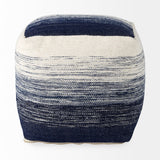 Mercana Damini 18.5L x 18.5W x 18.1H Blue/Cream Wool and Cotton Pouf 69510