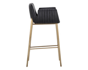 Sunpan Lucano Barstool - Elegant Italian Leather Design with Durable Construction for Stylish Spaces Gold, Bravo Black