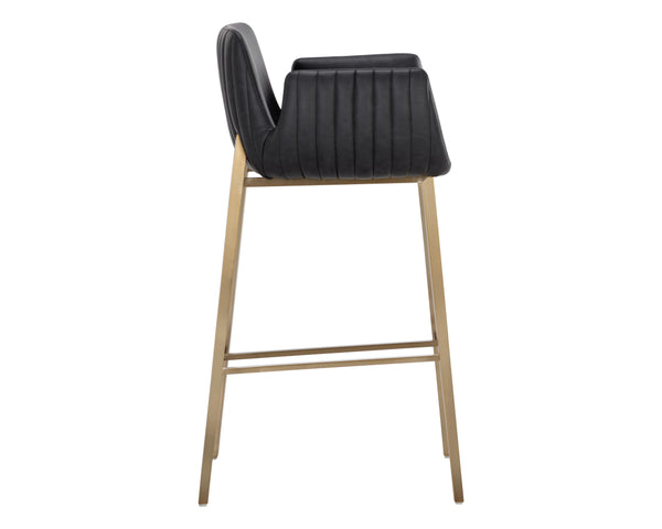 Sunpan Lucano Barstool - Elegant Italian Leather Design with Durable Construction for Stylish Spaces Gold, Bravo Black