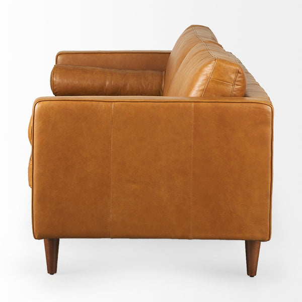 Mercana Svend Elegant Tan Leather Sofa - Mid-Century Modern Design with Comfortable Seating for Three Tan Leather | 88L 69639