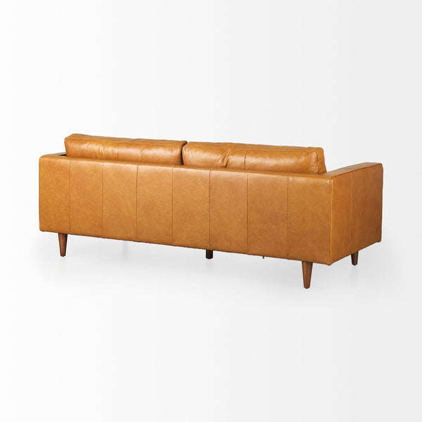 Mercana Svend Elegant Tan Leather Sofa - Mid-Century Modern Design with Comfortable Seating for Three Tan Leather | 88L 69639