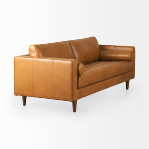Mercana Svend Elegant Tan Leather Sofa - Mid-Century Modern Design with Comfortable Seating for Three Tan Leather | 88L 69639