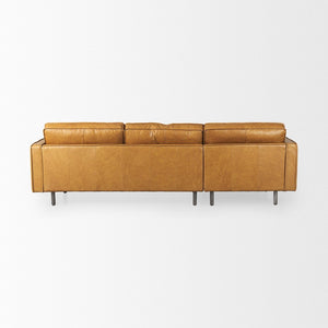 Mercana D'Arcy Mid-Century Modern Sectional Sofa - Luxurious Top-Grain Leather with Stylish Metal Legs Tan Leather | Left Chaise 69647-AB
