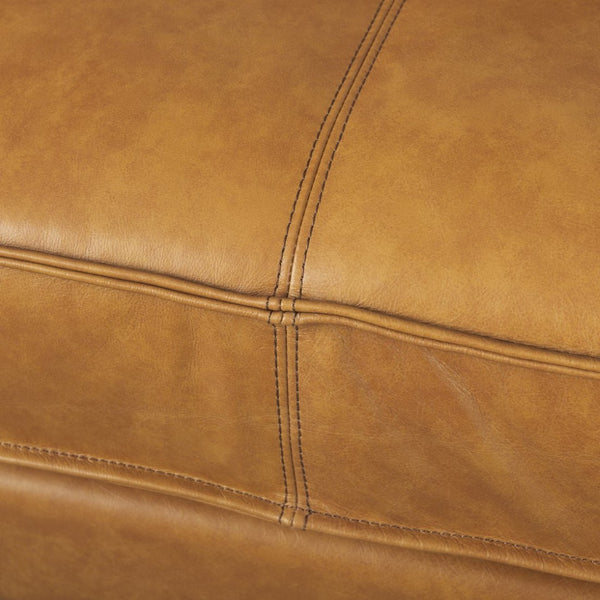 Mercana D'Arcy Mid-Century Modern Sectional Sofa - Luxurious Top-Grain Leather with Stylish Metal Legs Tan Leather | Left Chaise 69647-AB