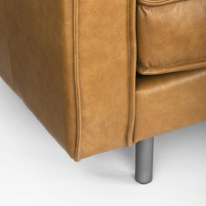 Mercana D'Arcy Mid-Century Modern Sectional Sofa - Luxurious Top-Grain Leather with Stylish Metal Legs Tan Leather | Right Chaise 69646-AB