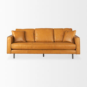 Mercana D'Arcy Mid-Century Modern Leather Seating with Inverted Seams and Metal Legs for Stylish Comfort 69642