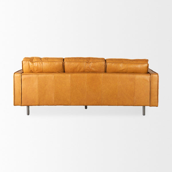 Mercana D'Arcy Mid-Century Modern Leather Seating with Inverted Seams and Metal Legs for Stylish Comfort 69642