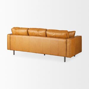 Mercana D'Arcy Mid-Century Modern Leather Seating with Inverted Seams and Metal Legs for Stylish Comfort 69642