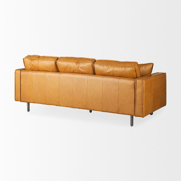 Mercana D'Arcy Mid-Century Modern Leather Seating with Inverted Seams and Metal Legs for Stylish Comfort 69642