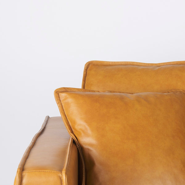 Mercana D'Arcy Mid-Century Modern Leather Seating with Inverted Seams and Metal Legs for Stylish Comfort 69642