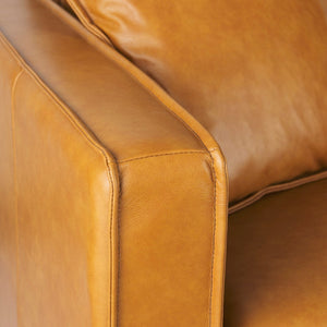 Mercana D'Arcy Mid-Century Modern Leather Seating with Inverted Seams and Metal Legs for Stylish Comfort 69642