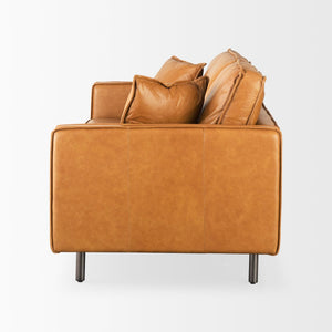 Mercana D'Arcy Mid-Century Modern Leather Seating with Inverted Seams and Metal Legs for Stylish Comfort 69642