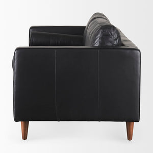 Mercana Svend Elegant Tan Leather Sofa - Mid-Century Modern Design with Comfortable Seating for Three Black Leather | 88L 69641