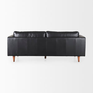 Mercana Svend Elegant Tan Leather Sofa - Mid-Century Modern Design with Comfortable Seating for Three Black Leather | 88L 69641