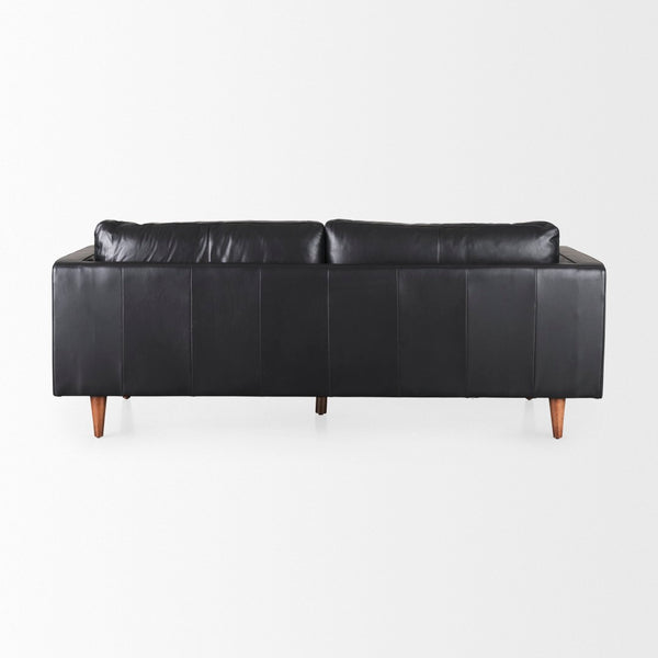 Mercana Svend Elegant Tan Leather Sofa - Mid-Century Modern Design with Comfortable Seating for Three Black Leather | 88L 69641