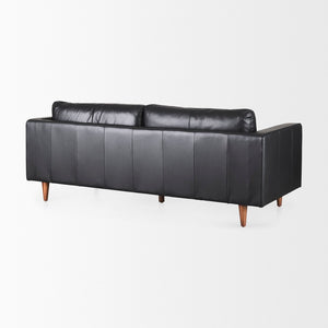 Mercana Svend Elegant Tan Leather Sofa - Mid-Century Modern Design with Comfortable Seating for Three Black Leather | 88L 69641