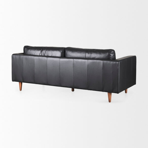 Mercana Svend Elegant Tan Leather Sofa - Mid-Century Modern Design with Comfortable Seating for Three Black Leather | 88L 69641