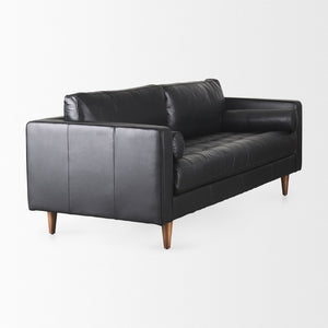 Mercana Svend Elegant Tan Leather Sofa - Mid-Century Modern Design with Comfortable Seating for Three Black Leather | 88L 69641