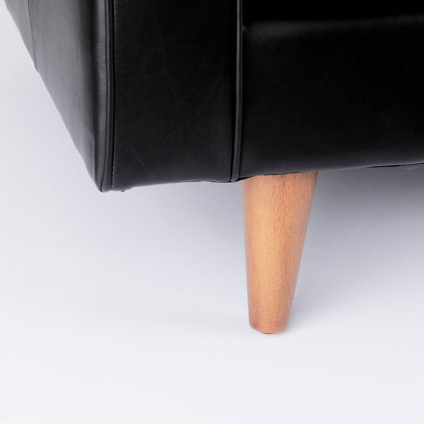 Mercana Svend Elegant Tan Leather Sofa - Mid-Century Modern Design with Comfortable Seating for Three Black Leather | 88L 69641