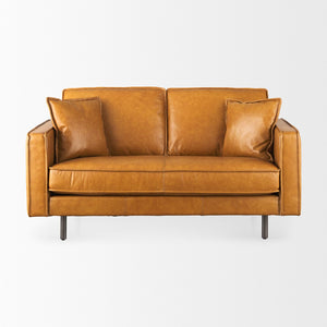 Mercana D'Arcy Mid-Century Modern 65-Inch Leather Sofa with Tailored Details and Luxe Comfort for Living Spaces 69643