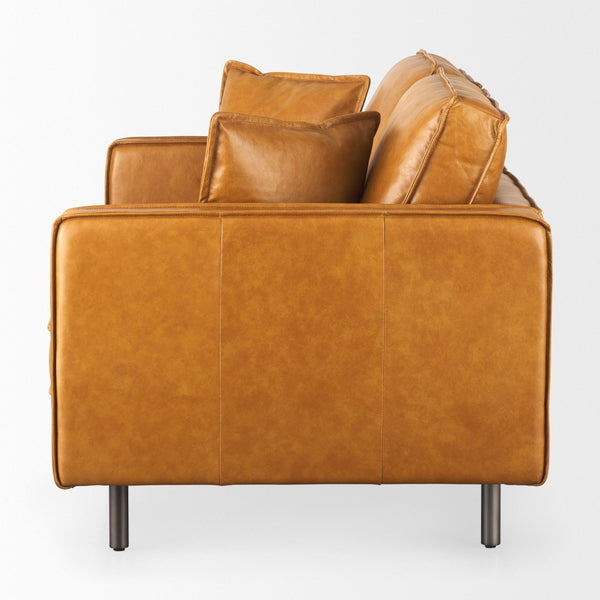 Mercana D'Arcy Mid-Century Modern 65-Inch Leather Sofa with Tailored Details and Luxe Comfort for Living Spaces 69643