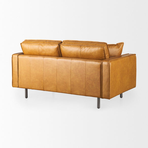Mercana D'Arcy Mid-Century Modern 65-Inch Leather Sofa with Tailored Details and Luxe Comfort for Living Spaces 69643