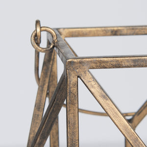 Mercana Ivy Elegant Geometric Metal Lantern - Sculptural Candle Holder for Ambient Home Lighting Decor Gold Metal | 30H 68975