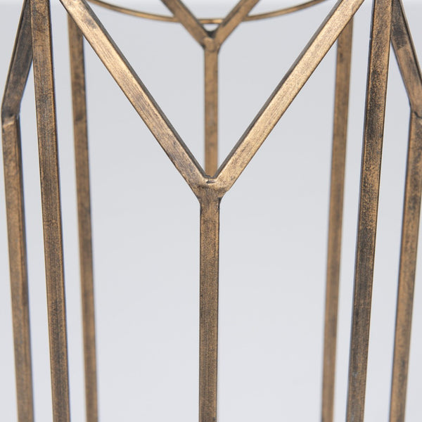 Mercana Ivy Elegant Geometric Metal Lantern - Sculptural Candle Holder for Ambient Home Lighting Decor Gold Metal | 30H 68975