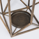 Mercana Ivy Large Gold Metal Geometric Cage Candle Holder Lantern 68976