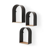 Mercana Finley Set of 3 Black Metal W/Wood Wall Shelves 69669