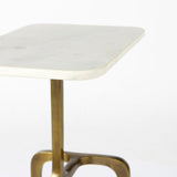 Mercana Preston 17.3L x 11.3W x 22.8H White Marble Top W/Gold Metal Accent Table  69672