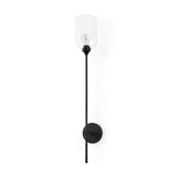 Clyde 6.0L x 8.0W x 37.0H Matte Black W/Glass Round Wall Sconce