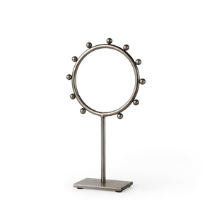 Mercana Elio Industrial-Style Decorative Hoop with Studded Rim for Modern Home Accents and Displays Gunmetal Gray Metal | 13.2H 69678