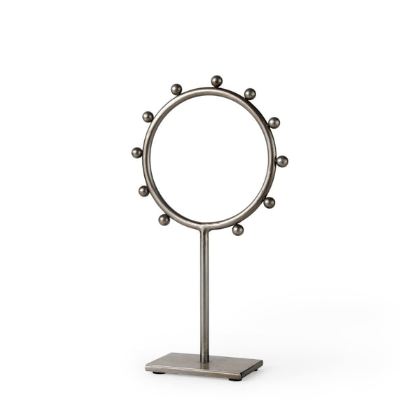 Mercana Elio Industrial-Style Decorative Hoop with Studded Rim for Modern Home Accents and Displays Gunmetal Gray Metal | 13.2H 69678