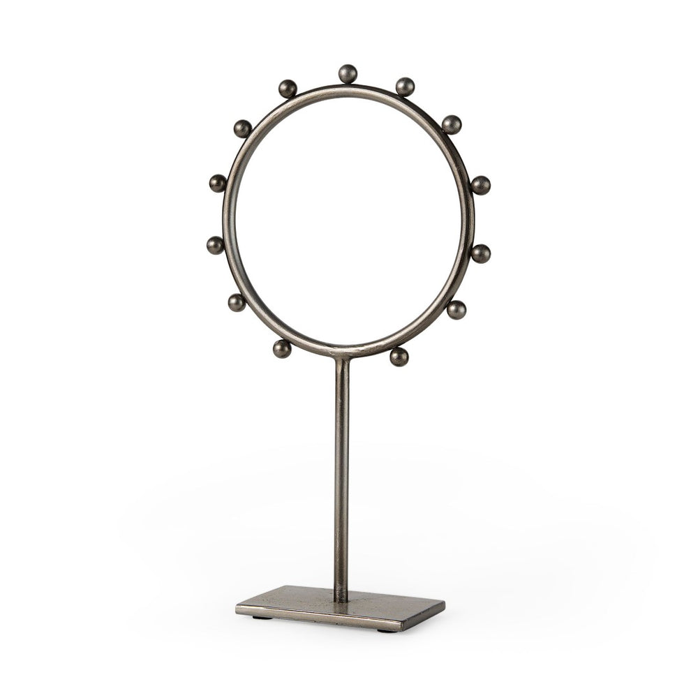 Mercana Elio Industrial-Style Decorative Hoop with Studded Rim for Modern Home Accents and Displays Gunmetal Gray Metal | 15 H 69679
